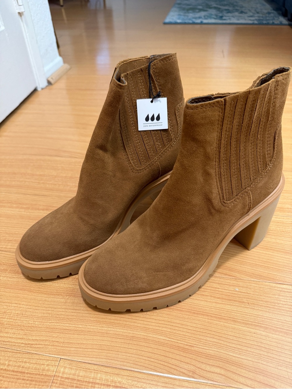 Dolce Vita Chestnut Suede Heeled Chelsea Boots